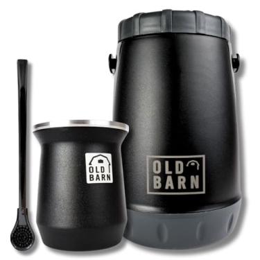 Imagem de Kit Tereré Old Barn Preto Garrafa 2,5L Cuia Térmica De Alumínio 300ml Bomba Lisa Preta 19cm
