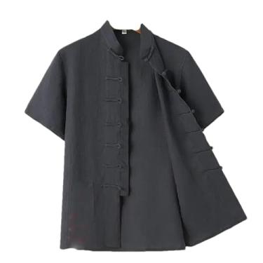 Imagem de Camisa de verão fina respirável vintage linho manga curta tang terno estilo chinês meia manga top para homens, Hh-637, XXG