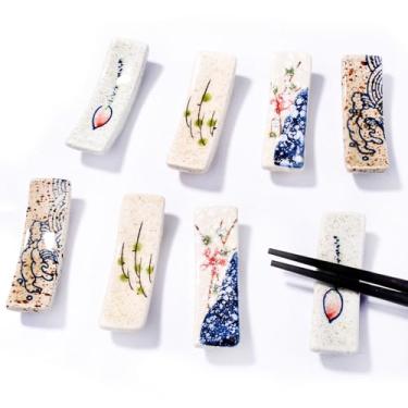 Imagem de Suporte de pauzinhos de cerâmica, descanso de pauzinhos japoneses, colher, faca e garfo, conjunto de 8