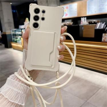 Imagem de Porta-cartões líquido Crossbody Lanyard Strap Case para Samsung Galaxy S24 S23 FE Plus S22 Ultra A14 A34 A54 A53 A15 5G Capa, branca, para Samsung A34 5G