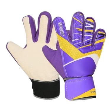 Imagem de Amagogo Luvas de goleiro de futebol adulto para iniciantes, suprimentos esportivos, presente, antiderrapante, proteção durável para os dedos, luvas estilosas, roxo