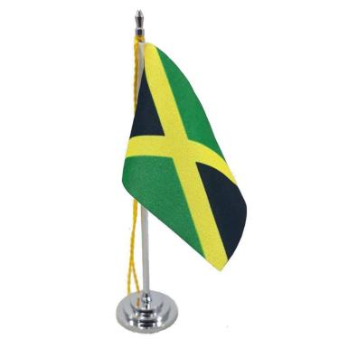 Imagem de Mini Bandeira De Mesa Da Jamaica 15 Cm Poliéster