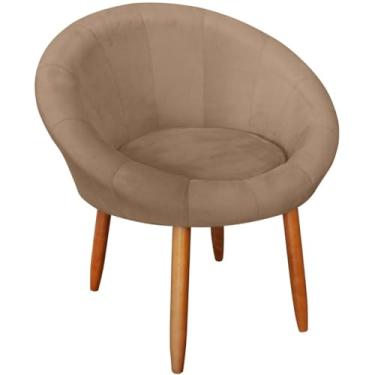 Imagem de Poltrona para Sala de estar Resistente Decorativa confortável tecido veludo confortável pés de madeira reforçado MOBLAN decor (CAPPUCCINO)