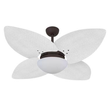 Imagem de Ventilador De Teto Dunamis Marrom 4 Pás Rattan Branca 110V - Volare