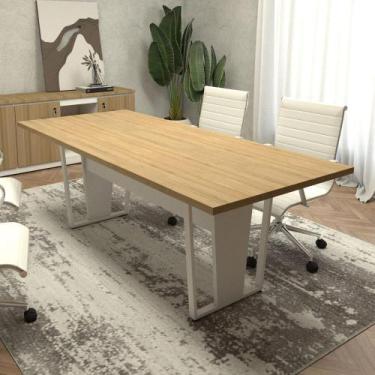 Imagem de Mesa de Reunião Escritório Pés Metal Mac Branco 200cm F5 - F5 Office G