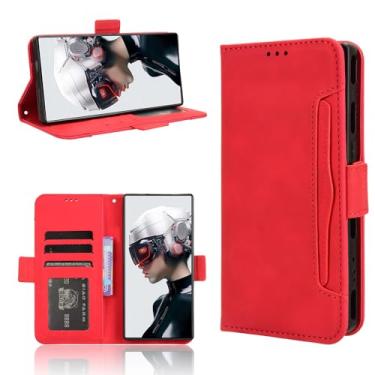 Imagem de DAMONDY Capa carteira para ZTE Nubia Red Magic 9 Pro Plus Red Magic 9 Pro Plus para mulheres e homens, capa protetora de couro PU flip folio capa clutch com 5 compartimentos para cartão para Red Magic