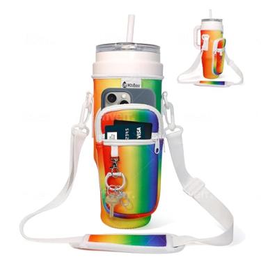 Imagem de Stanley Tumbler Bolsa de transporte de garrafa de água de neoprene com bolso para telefone | Alça ajustável | Serve para copos de 1,134 g/850 g | Companheiro perfeito de viagem e ao ar livre para