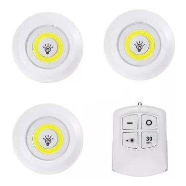 Imagem de Kit 3 Lâmpada Iluminaria Led Luminária Sem Fio Controle Remoto Spots A