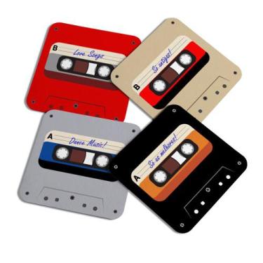Imagem de Porta copos Geek - Fita cassete K7 retro c/ 4pç - JPS INFO
