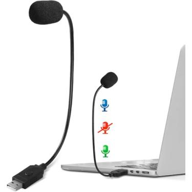 Imagem de PALADOU Mini microfone USB para laptop, microfone de computador de mesa, microfone condensador com pescoço de ganso e botão mudo, compatível com PC e Mac, Plug & Play, para trabalho de reunião, voz de