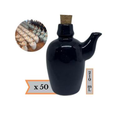 Imagem de Kit 50 Jarra Porta Shoyu Sushi Preto com Rolha - Prattos