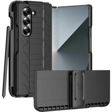 Imagem de Combo de capa e clipe de cinto para Samsung Galaxy Z Fold 6, capa Nakedcellphone e suporte para coldre [girar, suporte, compartimento S-Pen] para telefone Z Fold6 (SM-F956U, 2024) - Design de fibra de