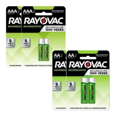 Imagem de 4 Pilhas Recarregaveis Aa + 4 Aaa Rayovac