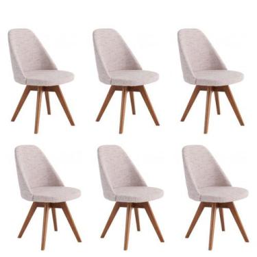 Imagem de Kit 6 Cadeiras Raquel Luxo Linha Alta Giratória Para Sala de Jantar-Li