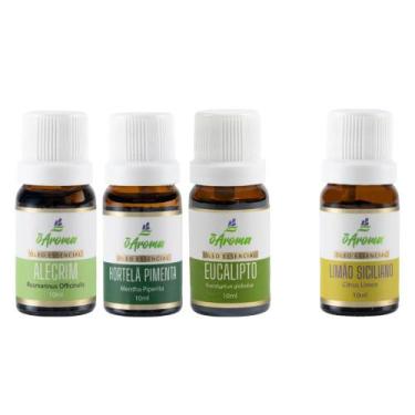 Imagem de Kit Óleo Essencial 100% Puro Alecrim Hortelã Eucalipto Limão - oAroma