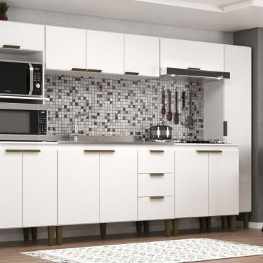 Imagem de Cozinha Bia Completa 6 Pecas 12 Portas 3 Gavetas Branco