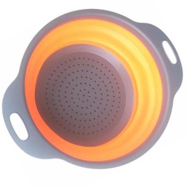 Imagem de Escorredor Alimentos Massas Retrátil Silicone Laranja 30cm - NLS