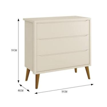 Imagem de Cômoda Infantil 3 Gavetas Theo Retrô com Pés Amadeirado - Reller Móvei