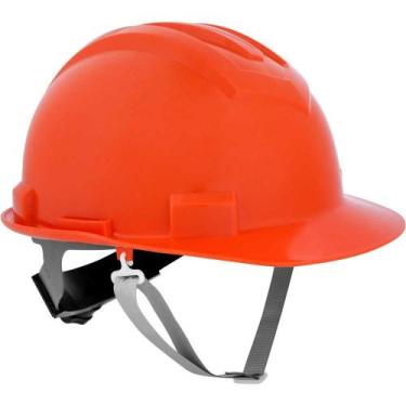 Imagem de Capacete aba frontal, laranja, com jugular e suspensão com catraca, VO