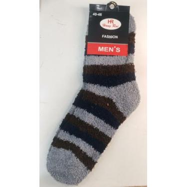 Imagem de Meia Pelúcia Masculino Quente Inverno Felpuda listra Forrado - Genéric