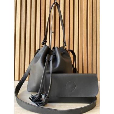 Imagem de Kit bolsa feminina + carteira - MANU SHOES, Preto, 500g
