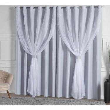 Imagem de Cortina Blackout tecido com Voial Sala Quarto Solaris 3.00m x 2.50m - 