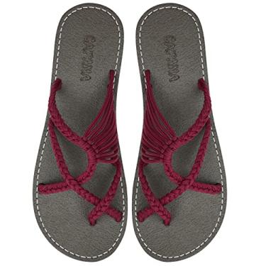 Imagem de Capana Sandálias rasteiras femininas de tecido - sandálias trançadas com tiras, sandálias de praia para mulheres verão elegante, sandálias boêmia de corda, sapatos femininos casuais de primavera,