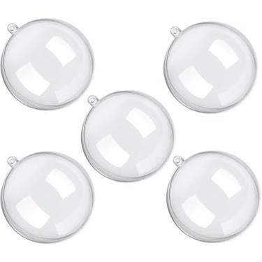 Imagem de 5PCS ornamentos compreensíveis de plástico transparente para artesanato bolas de enfeites de Natal, enfeites de acrílico transparente DIY decorações de árvore de (16 cm)
