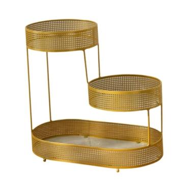 Imagem de IEUDNS Cesta de frutas de 3 camadas, cesta de frutas de arame de metal, grande capacidade, de cozinha, prateleira para lanche, pão, frutas, cozinha, L