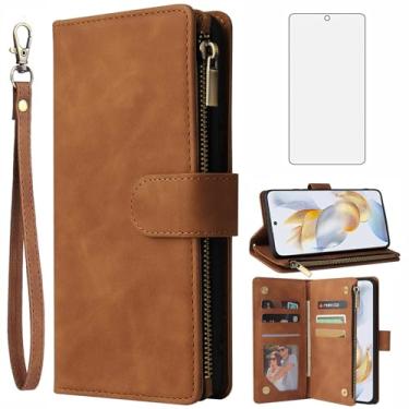 Imagem de Asuwish Capa carteira compatível com Huawei Honor 90, protetor de tela de vidro temperado e capa flip de couro, suporte para cartão, acessórios de celular, capas protetoras para telefone para Hawaii