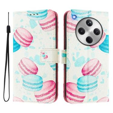 Imagem de Capa carteira para Oppo Find X8 Pro, 3 compartimentos para cartão, 1 compartimento para dinheiro, capa flip de couro PU com padrão fofo, capa com fivela magnética à prova de choque, compatível com sem