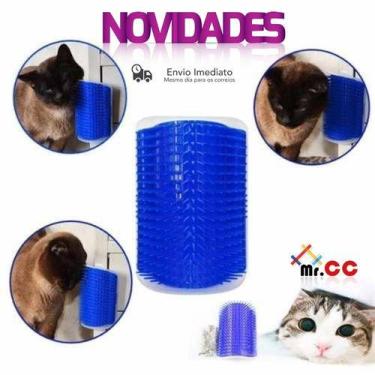 Imagem de 2x Escova Pet C/catnip Massageador Tira Pelos Gatos Parede - Mrvendas,