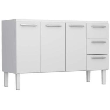 Imagem de Gabinete de Cozinha Branco em Aço 144cm 3 Gavetas Venus Flat Cozimax