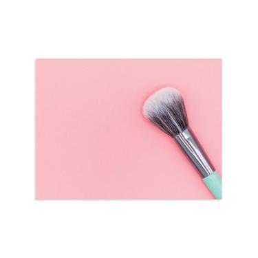 Imagem de Placa Decorativa Pincel de Maquiagem Fundo Rosa 20x30cm - Quartinhos