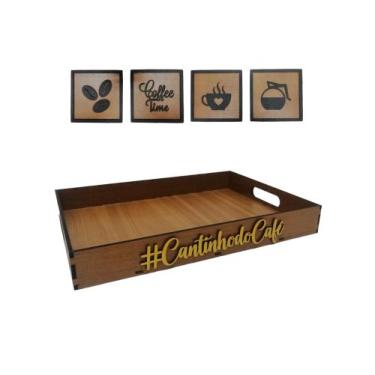 Imagem de Bandeja De Café Kit Quadrinhos Cantinho Do Café - Casa Bebe Decor