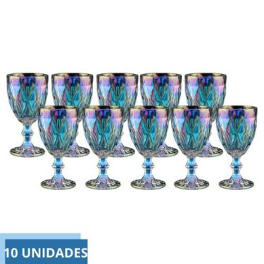 Imagem de Jogo de taça Diamante Vidro Água Vinho Furta cor 340ml 10 Uni - PRATIC