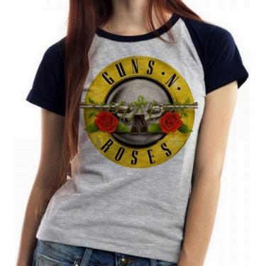 Imagem de Baby look blusa feminina ou Camiseta unissex Guns in Roses - Empório D