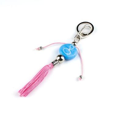 Imagem de Chaveiro Ibeji Chupeta Azul Claro e Rosa 15 cm em Murano - Lua Mística