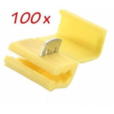 Imagem de 100un Conector Derivação Emenda Cabos Fios Amarelo 4 A 6mm - DMTI