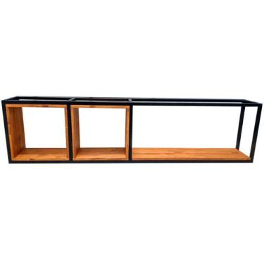 Imagem de Nicho de Parede Estilo Industrial - Estrutura de Ferro e Madeira Maciç