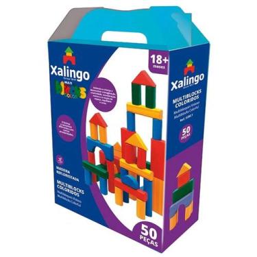 Imagem de Multi blocks coloridos em madeira com 50 peças - xalingo - 52821, U