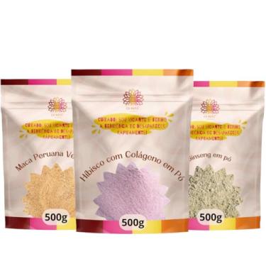 Imagem de Kit Saúde Feminina - Maca Peruana Vermelha, Gingeng em Pó e Hibisco em Pó com Colágeno Ca.Nuts