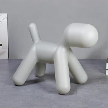 Imagem de Cadeira de plástico fofo para filhotes, banquinho baixo criativo para cães, banco de descanso de pé de desenho animado para quarto, presente de entrada, cinza, 56 x 35 x 46 cm (22 x 14 x 18 polegadas)