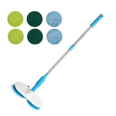 Imagem de Esfregona Elétrica Sem Fio, Esfregona Giratória Com Motor Duplo Recarregável para Limpeza de Pisos, Limpador de Piso Potente de até 60 Minutos, Limpeza Silenciosa, Autopropelido