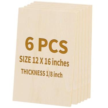Imagem de PONGJA 6 Pacotes de Folhas de Basswood para Artesanato - 12 X 16 X 1/8" - Folhas Grandes de Compensado de 3 Mm de Espessura Placas de Madeira de Baixo Inacabadas para Corte A Laser, Queima de Madeira(