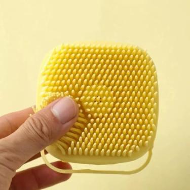 Imagem de Escova De Silicone Para Banho PETS/Massagem Com Dispenser Para Shampoo (Azul Turquesa)