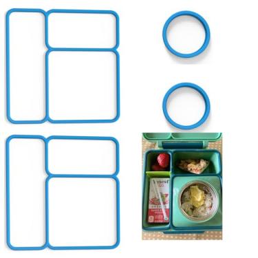 Imagem de Pacote com 2 gaxetas de vedação de tampa e 2 gaxetas de vedação de recipiente para OmieBox, peças de reposição adequadas para crianças Bento Box, borracha de silicone 100% segura para alimentos,