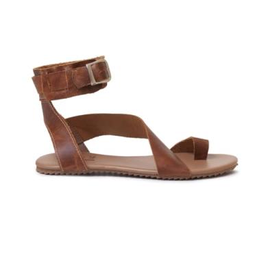 Imagem de Rasteira Gladiadora Feminina Sandália Flat de Couro Elegante Tamanho especial (Marrom, BR, Adulto, Numérico, 35)