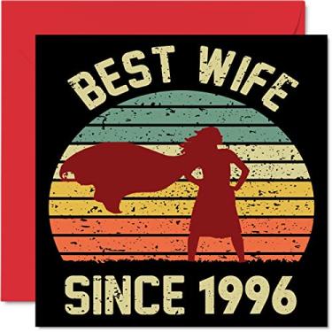 Imagem de Cartão de aniversário de 26 anos para esposa do marido - Best Wife Since 1996 - I Love You Gifts, Happy 26 th Wedding Anniversary Cards for Partner, 145 mm x 145 mm para vigésimo sexto aniversário