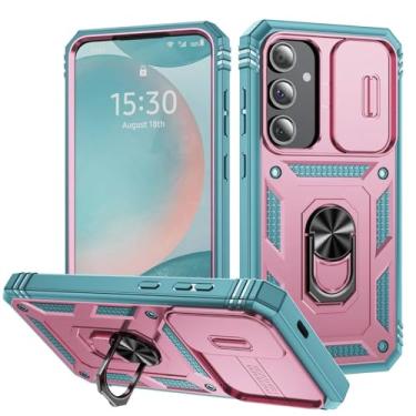 Imagem de Capa para Samsung Galaxy S24 S23 S22 FE Ultra Plus A55 A35 A15 Slider Camera Protect 360 Proteção total Capa de suporte, rosa verde, para Samsung S24 Ultra